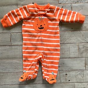Just one you double zip pumpkin footies (newborn)